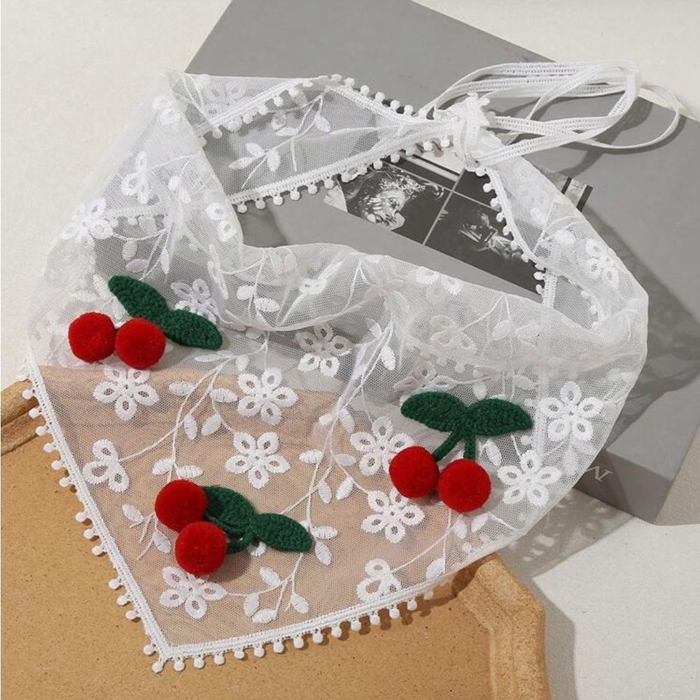Cherry Embroidered Lace Scarf P71
